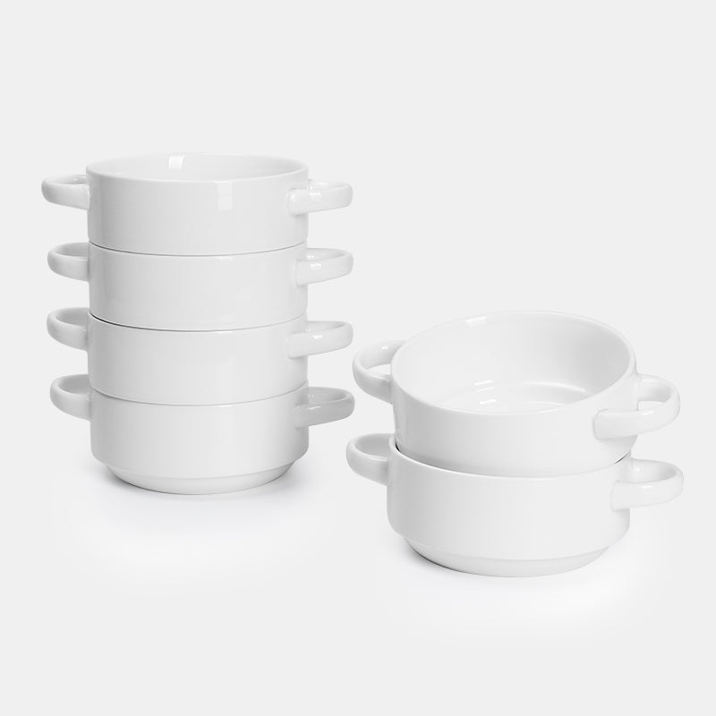 SWEEJAR Porcelain Soup Bowls with Handles, 28OZ Substantial Crocks