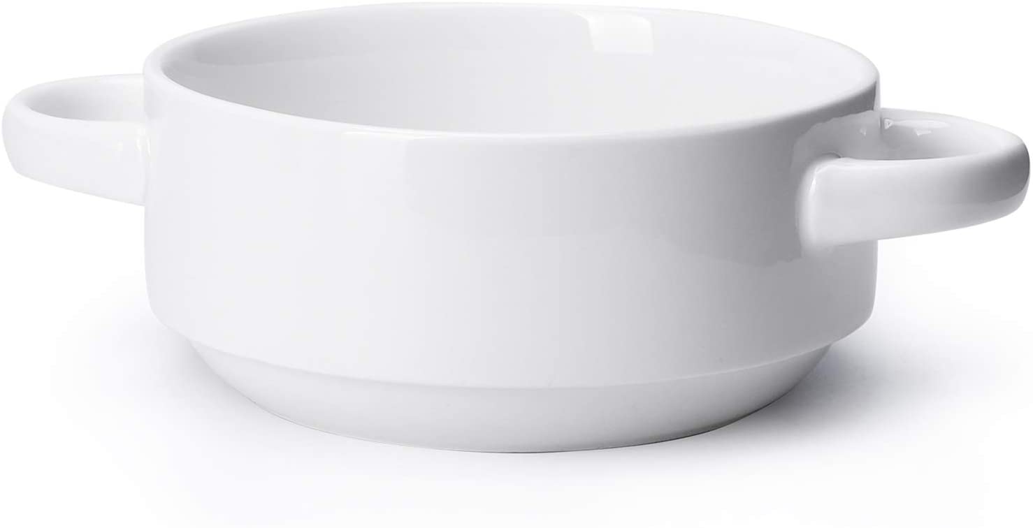 Sweejar Porcelain Soup Bowls with Handles, 28OZ Substantial Crocks