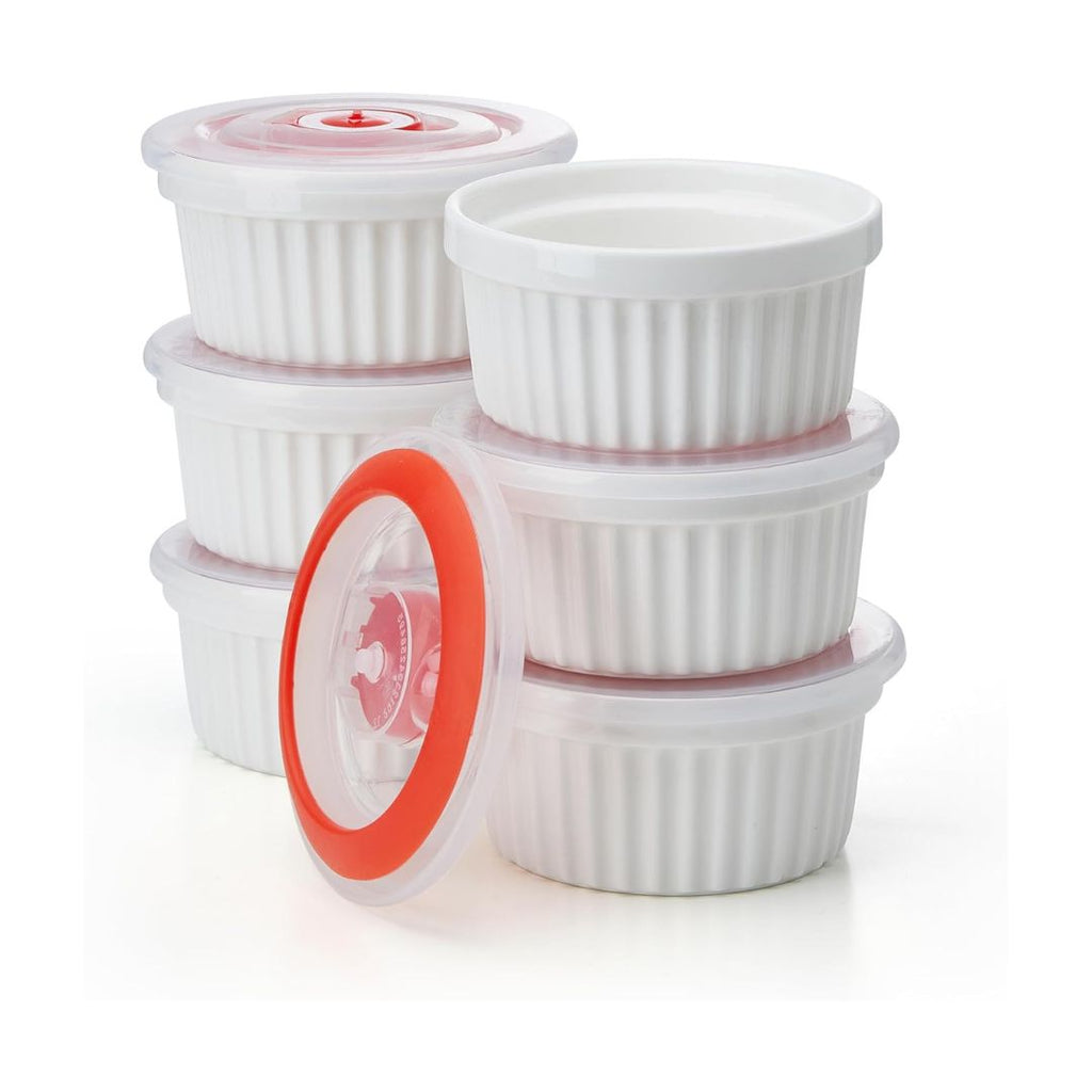 Pristine White Ramekins with Lid