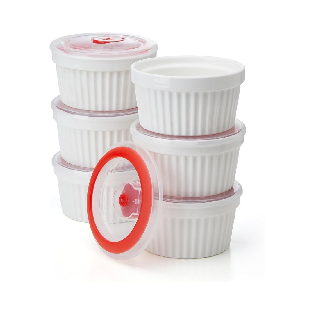 Pristine White Ramekins with Lid- 4oz