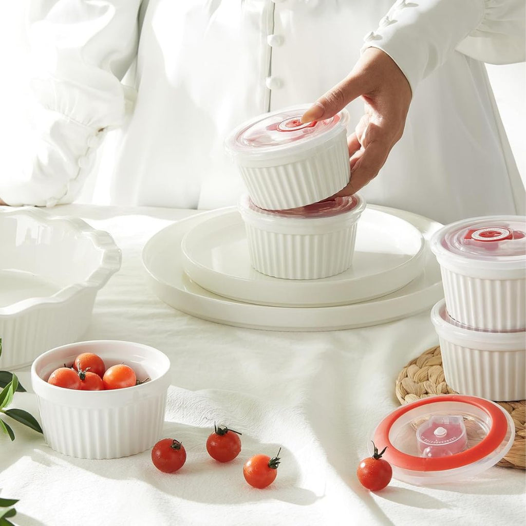 Pristine White Ramekins with Lid - Thumbnail 3