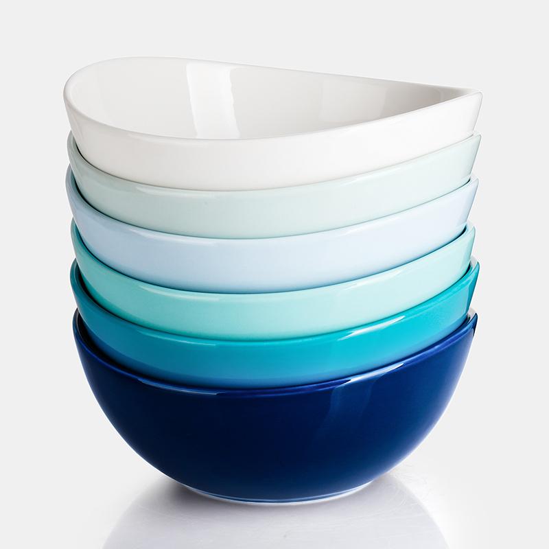 Blue Assorted Curved Porcelain Bowls