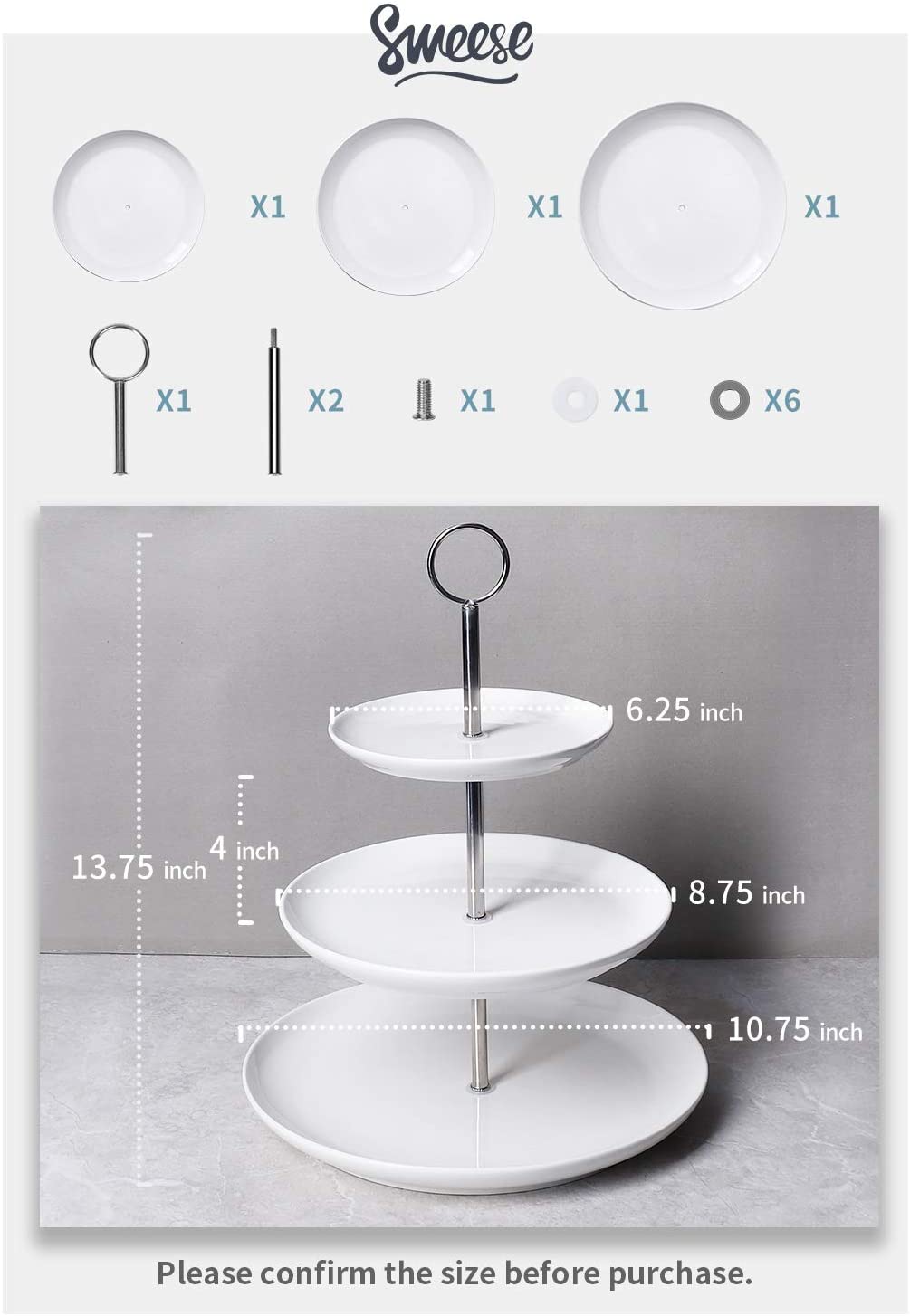 3 tier porcelain cake stand best sale