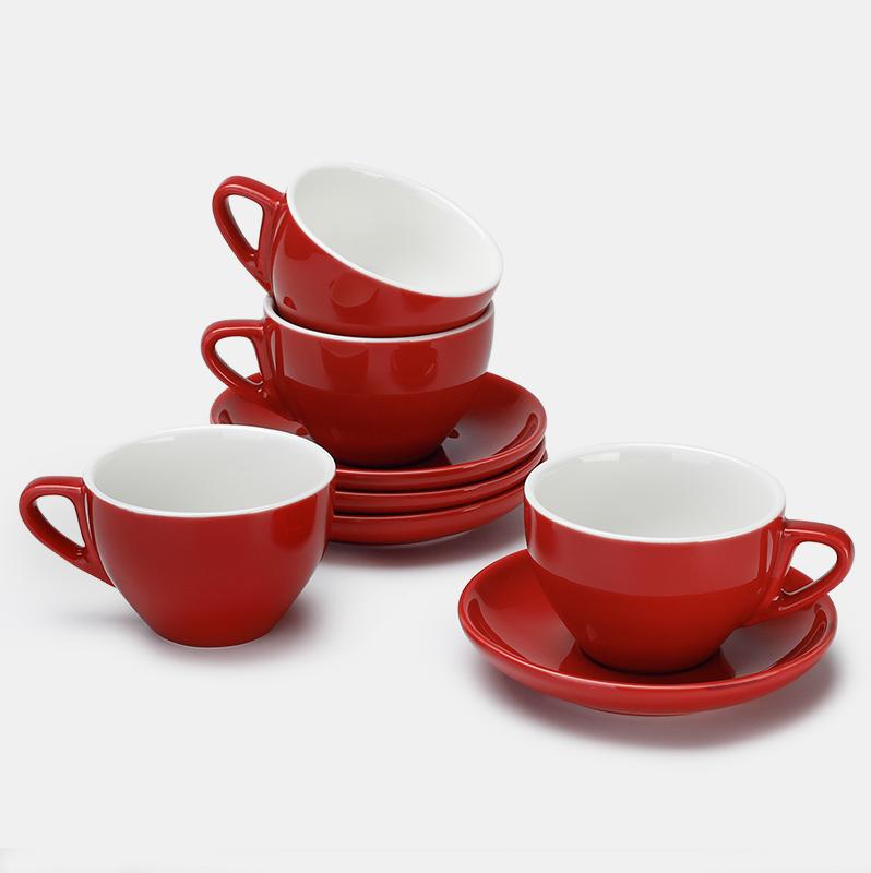 SET OF 2 CAPPUCCINO CUPS WITH SAUCERS Guzzini, col. Clear Red