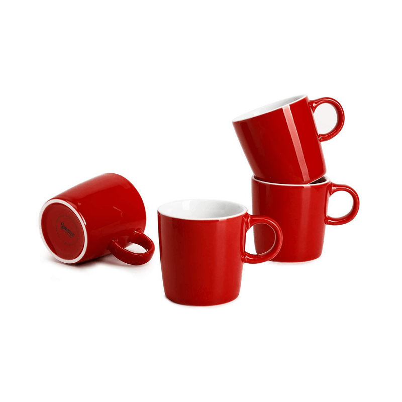 Sweejar Porcelain Espresso Cups with Saucers, 2.5 Ounce Stackable  Cappuccino Cups with Metal Stand for Coffee Drinks, Latte, Tea - Set of 4