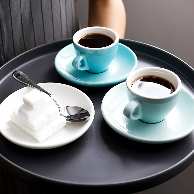 Sweese 404.003 Porcelain Stackable Espresso Cups with Saucers