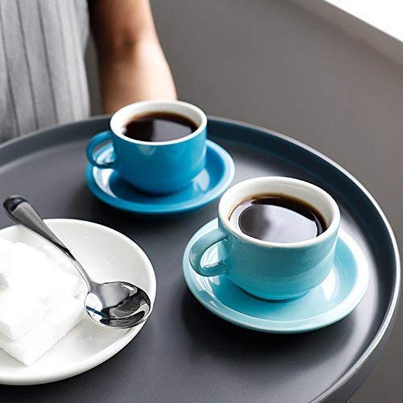 Sweese 405.003 Porcelain Stackable Espresso Cups with Saucers and