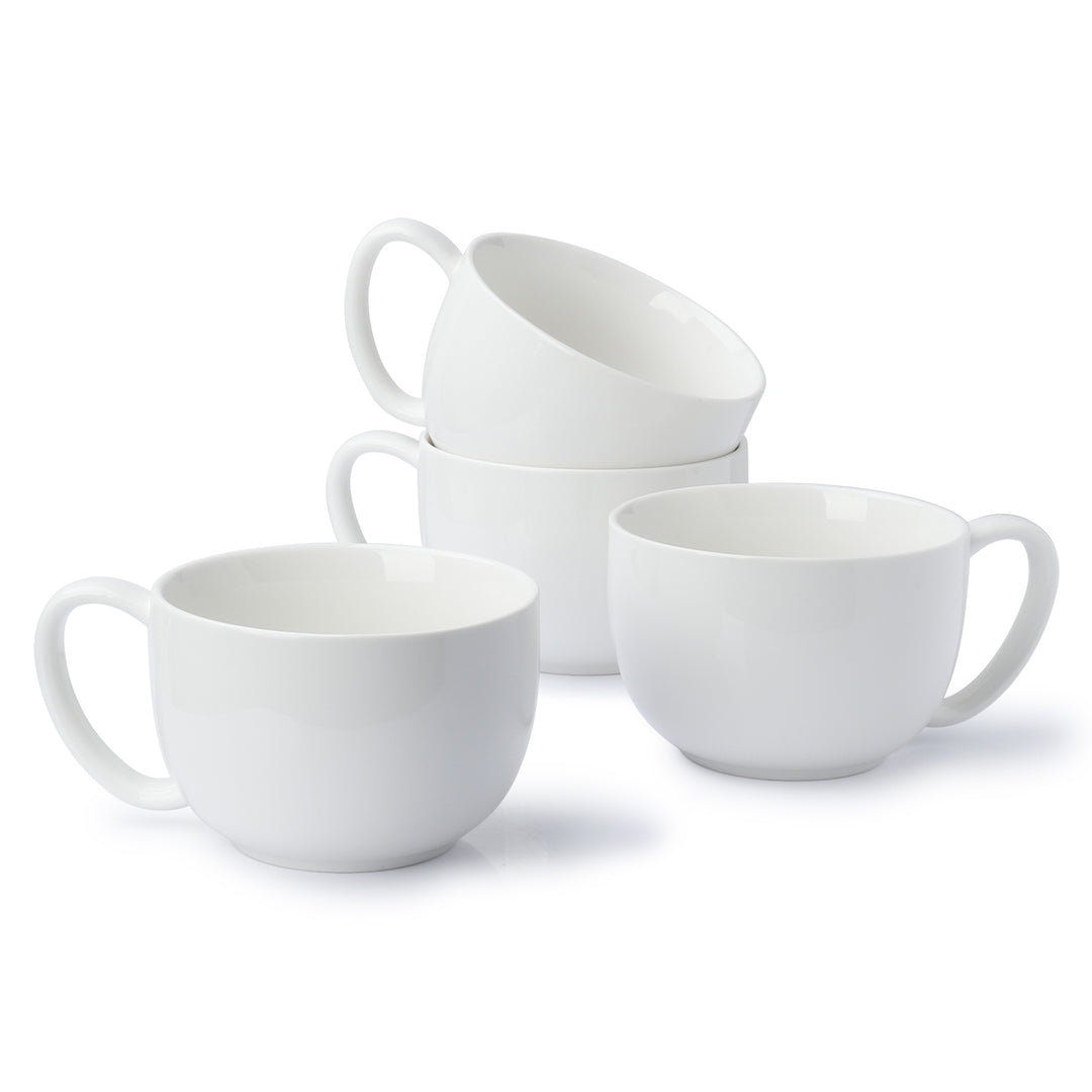 Jumbo Porcelain Coffee Mugs, set of 4