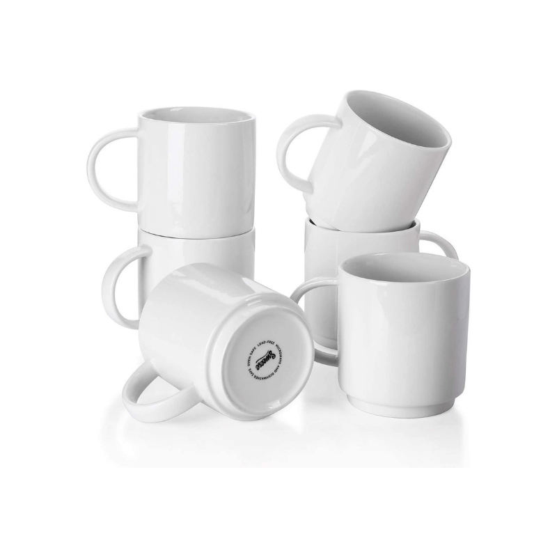 Ceramic Stackable Coffee Cups, Set of 6