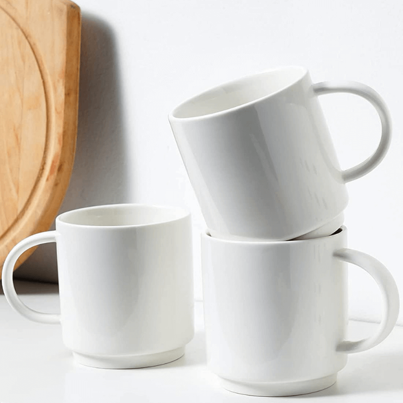Ceramic Stackable Coffee Cups, Set of 6