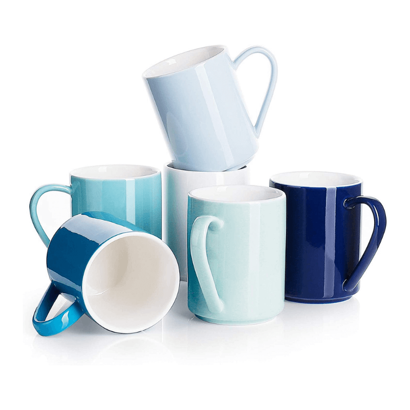 11 Ounce Porcelain Coffee Mug, Set of 6