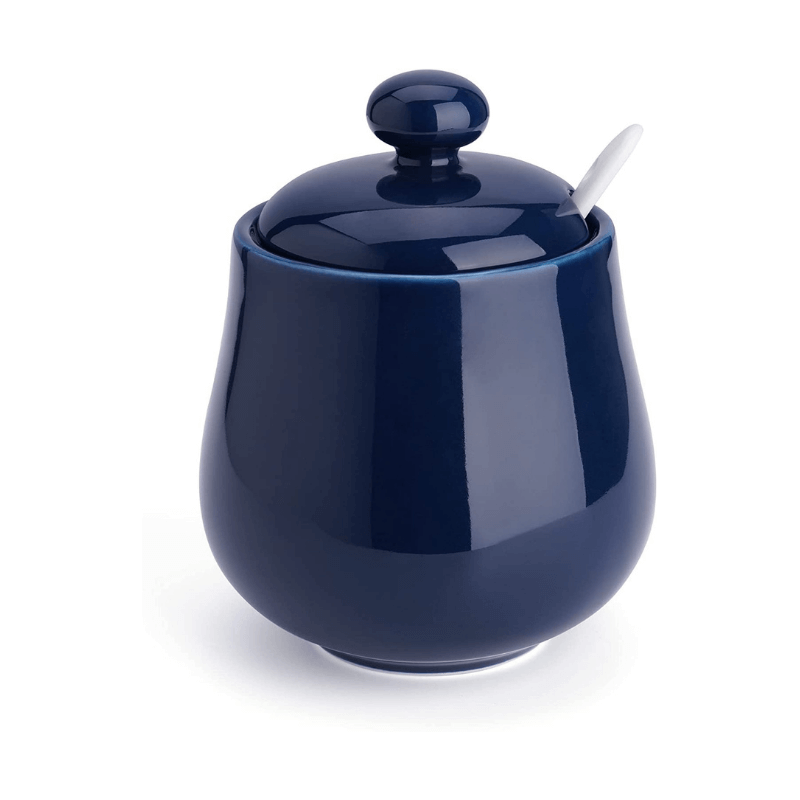 Dark Blue Sugar Bowl With Lid And Spoon, European Style Starry Sky Sugar  Pot, Sugar Container Spice Jar With Tray-blue-350ml